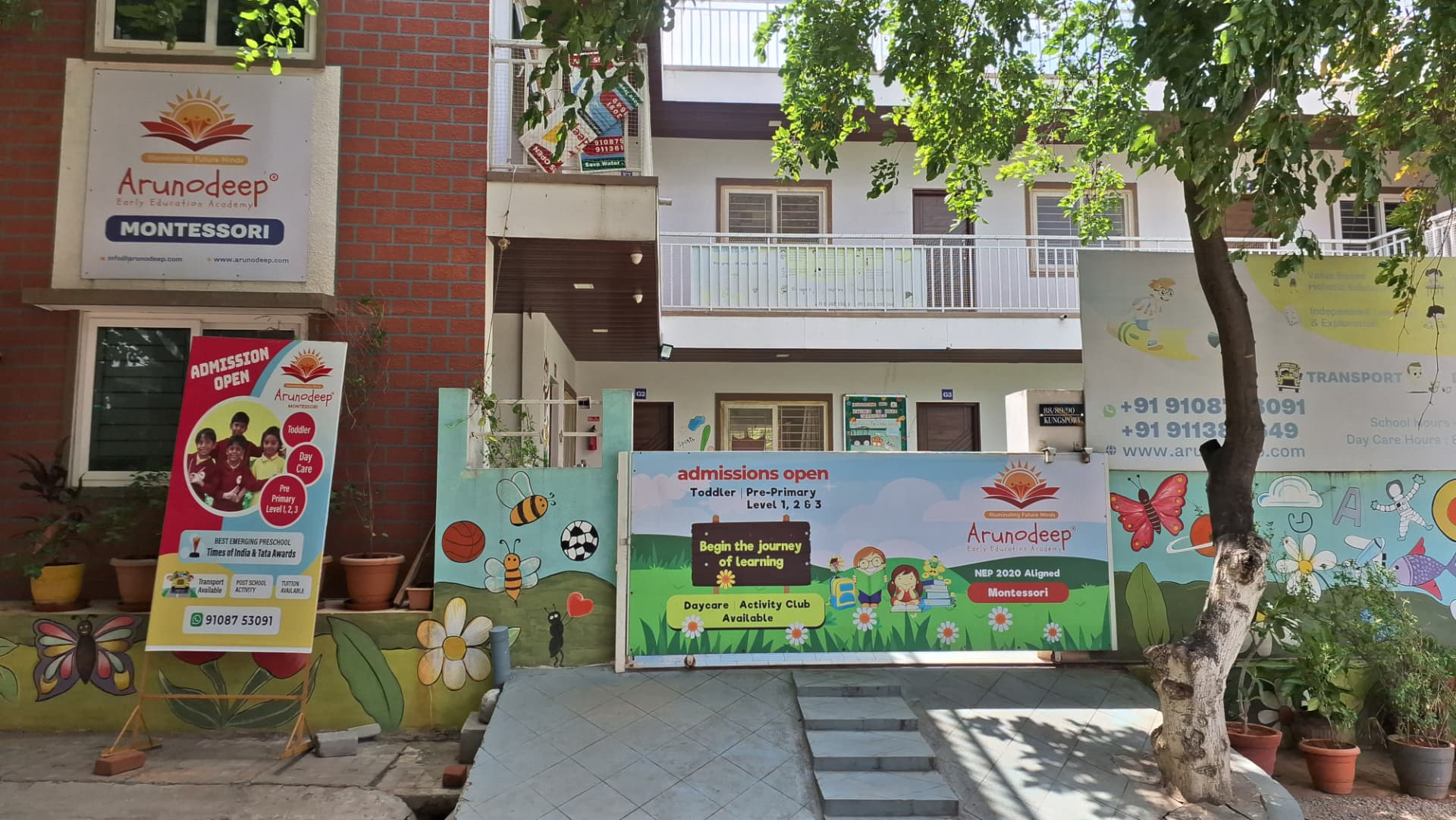 The Arunodeep Montessori campus entrance in Haralur with colourful painted walls