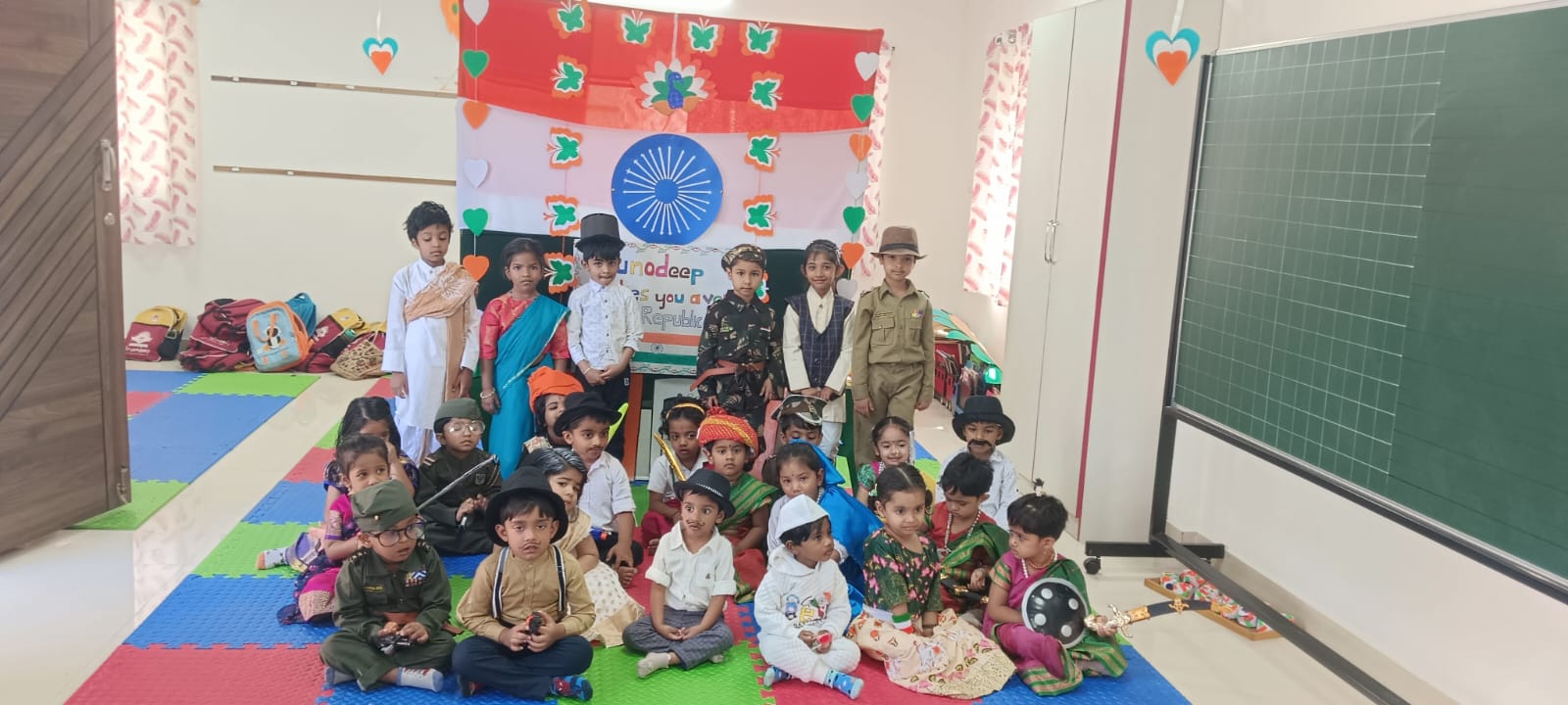 Children dressed as freedom fighters for a Republic Day celebration